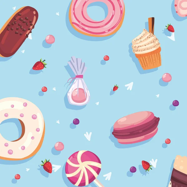 Conjunto de iconos de comida dulce — Vector de stock