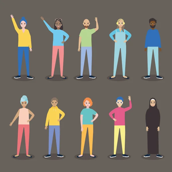 Diversité personnes icône ensemble — Image vectorielle