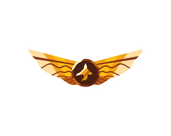 Avion avec conception de badge ailes — Image vectorielle