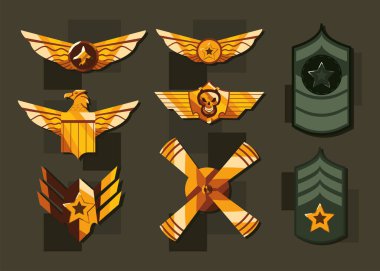 Askeri güçler sembol koleksiyonunu simgeliyor