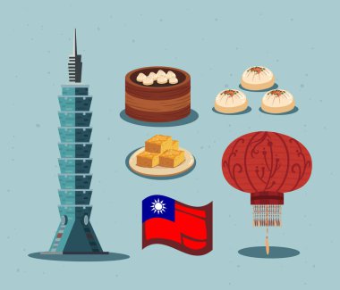 Tayvan Taipan Kulesi ve ikonlar