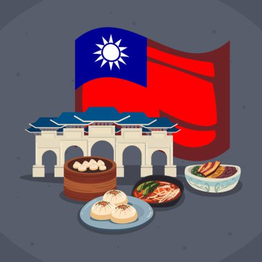 Tayvan bayrağı ana kapı ve yiyecek.