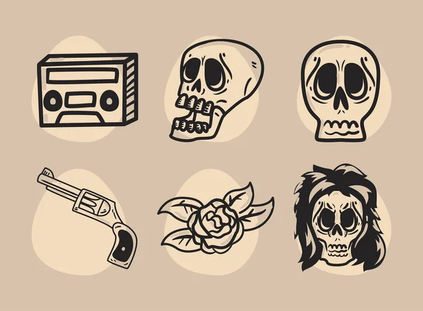 Rock 'n Roll karalama simgesi koleksiyonu