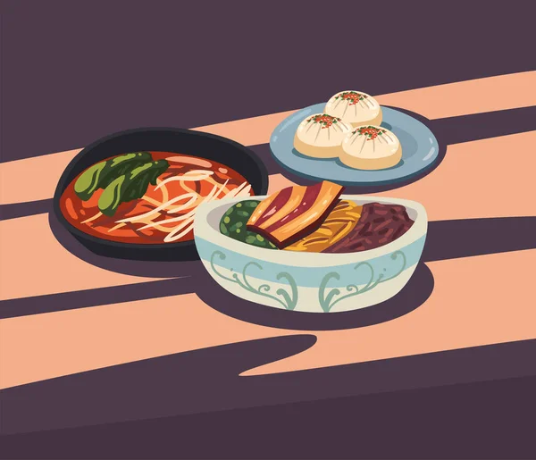 Тайваньские миски для еды — стоковый вектор