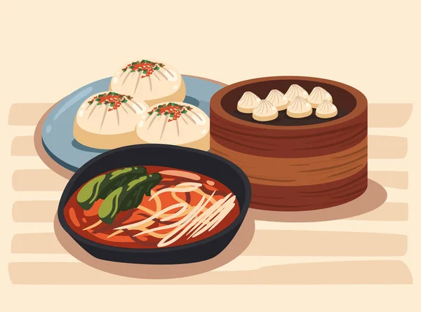 Comida tradicional taiwanesa — Vector de stock