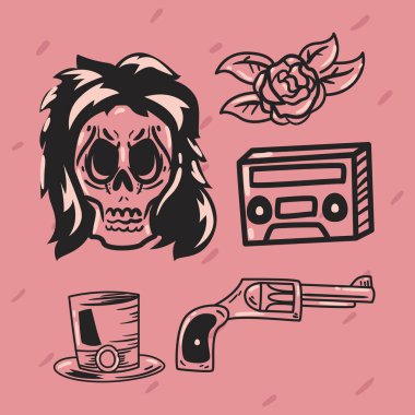 kurukafa ve karalama simgesi seti