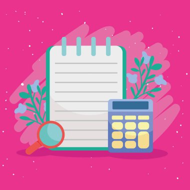 dizüstü bilgisayar hesap makinesi ve lupe