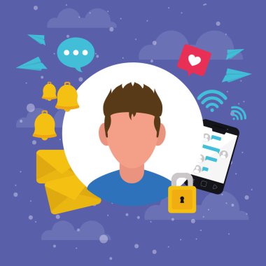 Zarflı adam. Ziller ve akıllı telefon.