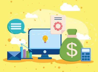 Simge seti olan bilgisayar