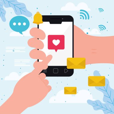 Akıllı telefonu işaret eden el.