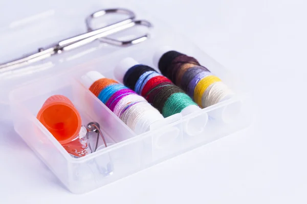 Sewing kit on white background — Stock Photo, Image