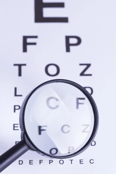 Ampliação de vidro e teste ocular — Fotografia de Stock