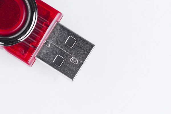 Red USB Flash Drive on White Background — Stock Photo, Image