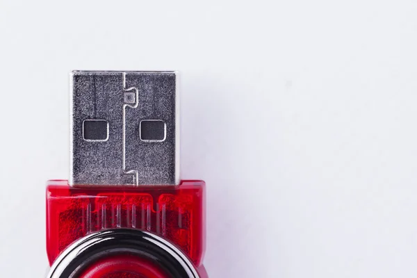 Red USB Flash Drive on White Background — Stock Photo, Image