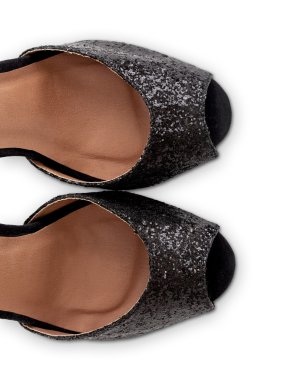 Kırpma yolu ile siyah Glitter sandalet