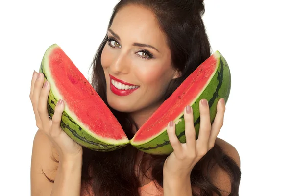 Girl With Watermelon — Stock Photo, Image