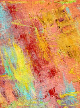 Pembe, sarı, mavi renkli renkli renkli soyut akrilik resim. 