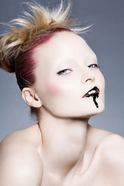 Tinta en los labios — Foto de Stock