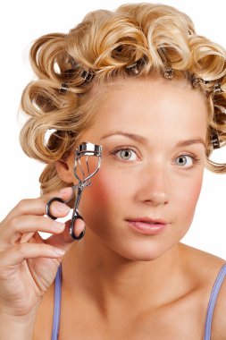 Kirpikleri Curling kız