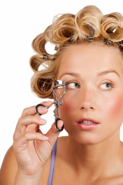 Kirpikleri Curling kız