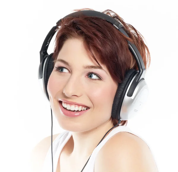 Chica en auriculares — Foto de Stock