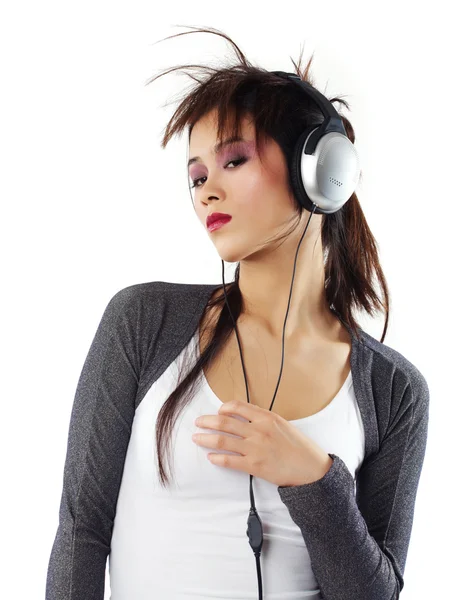 Chica asiática con auriculares — Foto de Stock
