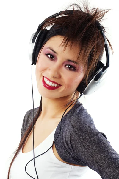 Chica asiática con auriculares — Foto de Stock