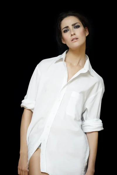 Mulher de camisa branca — Fotografia de Stock
