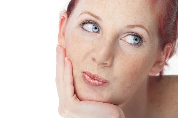 Mujer con pecas — Foto de Stock