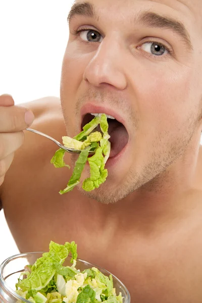 사람을 먹는 샐러드 — 스톡 사진