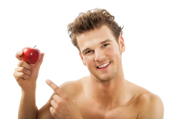 Mann mit Apfel — Stockfoto