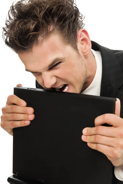 Young Businessman With Laptop — Stock Photo, Image