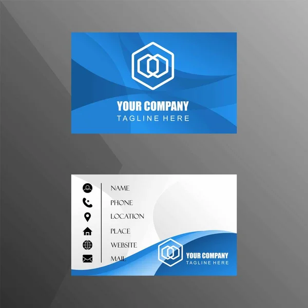 Blue Color Elegant Business Card Template Front Back Image Graphic — Vetor de Stock