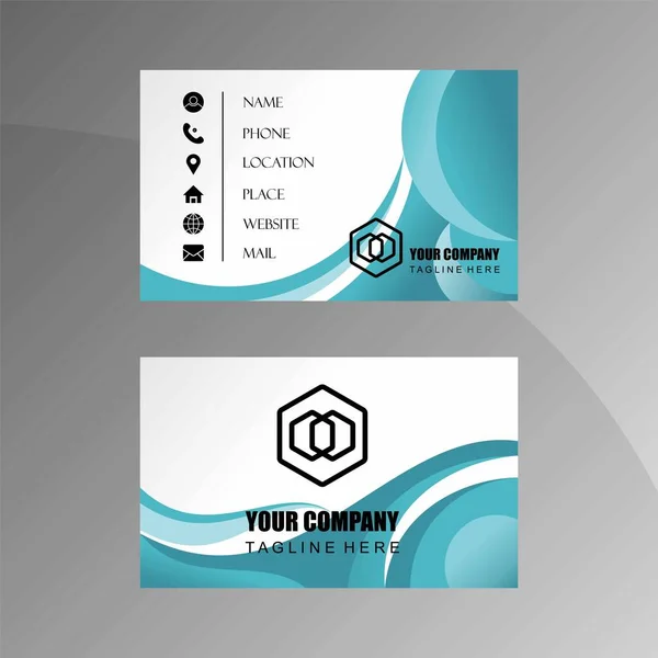 Light Blue Color Elegant Business Card Template Front Back Image — Stockový vektor
