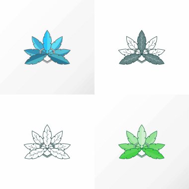 Eşsiz yaprak ve altıgen resim grafik logo tasarımı soyut konsept vektör stoku. Doğa veya illüstrasyonla ilgili bir sembol olarak kullanılabilir