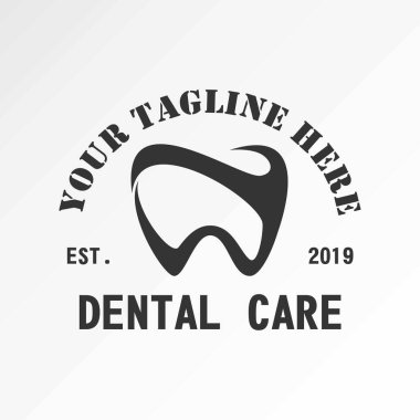 Diş, diş, diş tedavisi klasik görüntü grafik logosu tasarımı soyut konsept vektör stoku. Sağlıkla ilgili bir sembol olarak kullanılabilir.