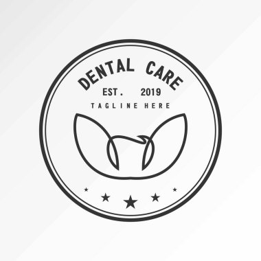 Diş, dişler, yaprak tedavisiyle klasik grafik simge logosu tasarımı soyut konsept vektör stoku. Sağlıkla ilgili bir sembol olarak kullanılabilir.