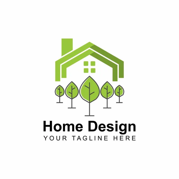 Simple Roof House Window Plants Trees Image Graphic Icon Logo — Archivo Imágenes Vectoriales