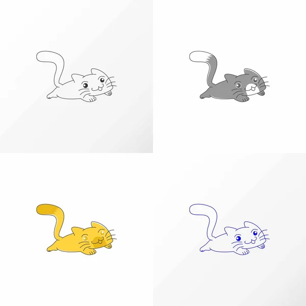 Simples Único Preguiçoso Imagem Gato Gráfico Ícone Logotipo Design Abstrato —  Vetores de Stock