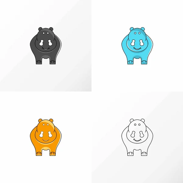 Imagem Rinoceronte Gordo Bonito Adorável Ícone Gráfico Logotipo Design Estoque —  Vetores de Stock