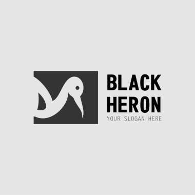 Blok kare kare grafik ikon logo tasarımı soyut konsept vektör stoğu benzersiz Heron. Hayvansal ya da negatif uzay ile ilişkili bir sembol olarak kullanılabilir