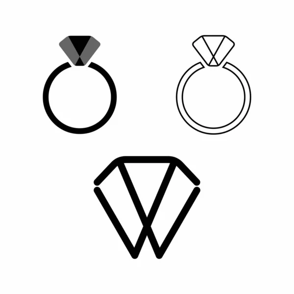 Anillo Diamante Simple Letra Línea Fuente Dentro Icono Gráfico Imagen — Vector de stock