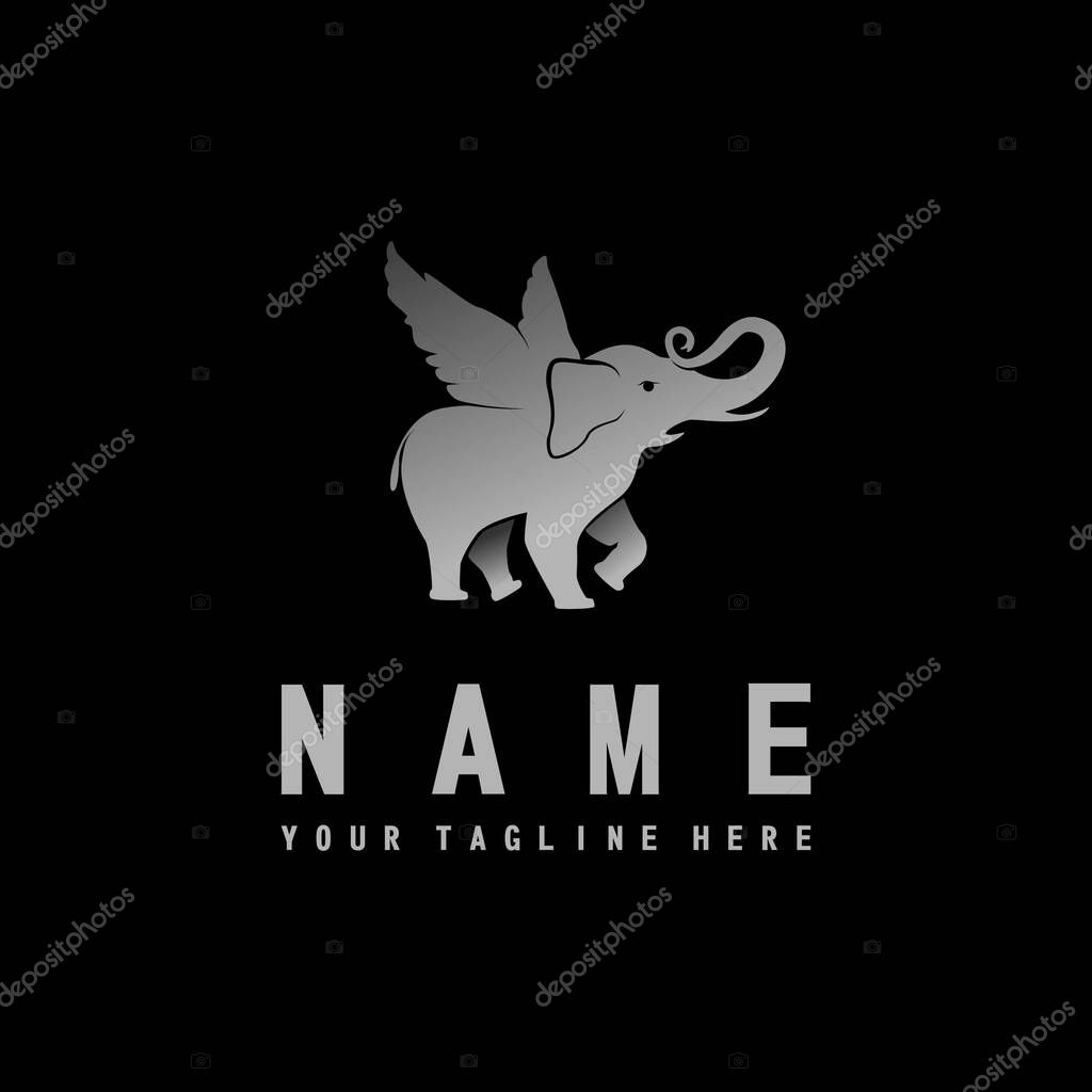 Elephant with wings image graphic icon logo design abstract concept vector stock. Can be used as a symbol related to mythological animal or children