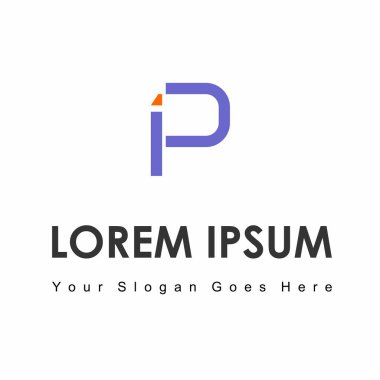 Basit IP ya da bağlı Image grafik simgesi logo tasarımı soyut konsept vektör stoğundaki PI. Baş harf veya monogramla ilgili bir sembol olarak kullanılabilir