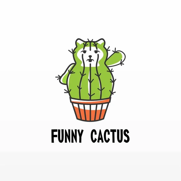 Cactus Bloem Pot Als Kat Afbeelding Grafisch Pictogram Logo Ontwerp — Stockvector