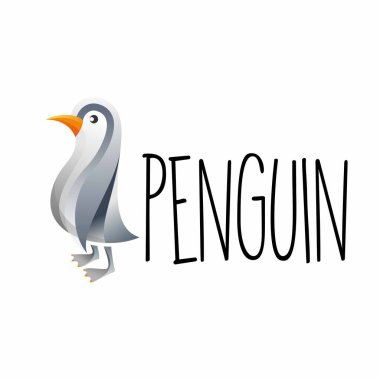 Basit ve benzersiz karikatür penguen çekici görüntü grafik simge logosu tasarımında soyut konsept vektör stokunda duruyor. Hayvanlarla veya karakterlerle ilgili bir sembol olarak kullanılabilir.