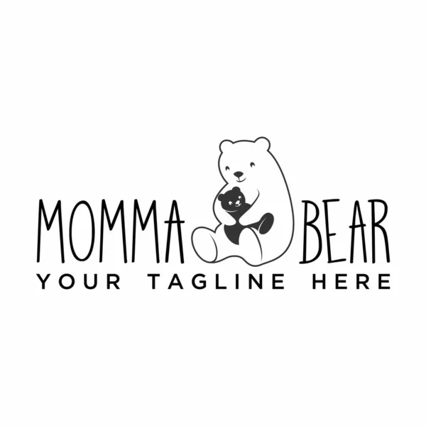 Mãe Filho Urso Simples Único Posição Abraço Imagem Gráfico Ícone — Vetor de Stock