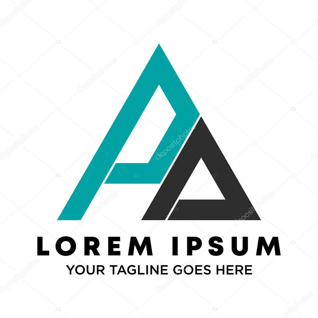 Simple letter or word PA Font in triangle image graphic icon logo design abstract concept vector stock. Can be used in conjunction with initial or brand