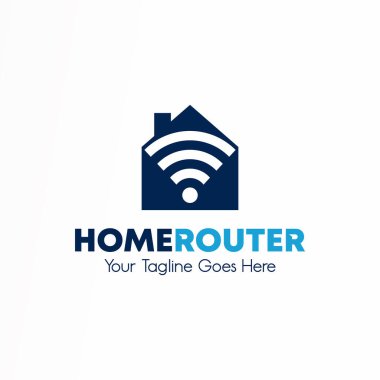 Basit çatı evi ve wifi sinyali Router görüntü ikonu logo tasarımı soyut konsept vektör stoku. İnternet ağı veya ev ile ilgili kurumsal kimlik olarak kullanılabilir
