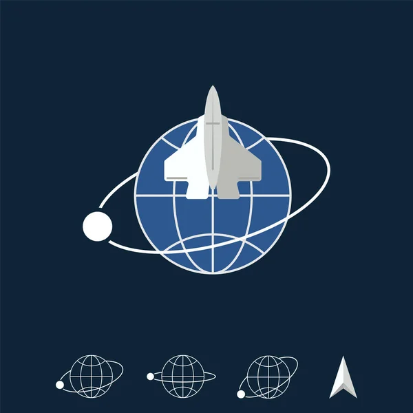 Simple Earth World Plane Rotation Moon Image Graphic Icon Logo —  Vetores de Stock